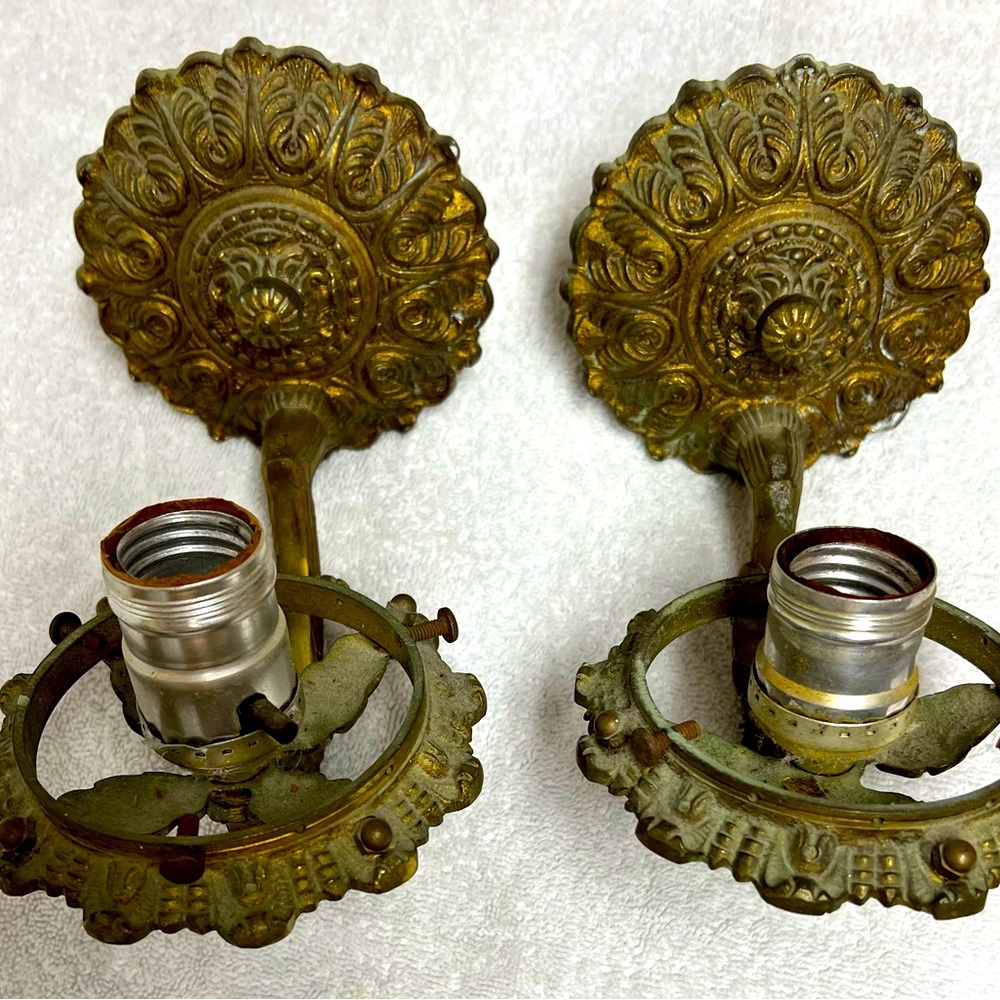 Circa 1890s Wall Sconce Set—— *new info found about age. Amazing set!